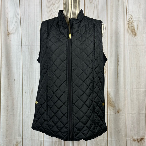 Kim Rogers Jackets & Blazers - Kim Rogers Vest Quilted Ribbed Pockets Fall Outerwear Vest Black Size Medium